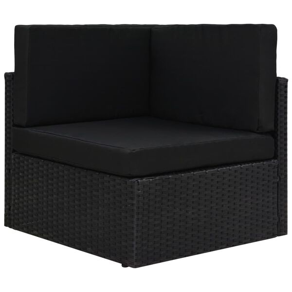 vidaXL 10 Piece Garden Lounge Set with Cushions Black Poly Rattan