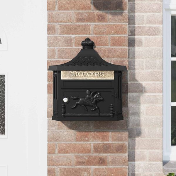vidaXL Wall Mounted Mailbox Black 40.5 x 16 x 45 cm Cast Aluminum