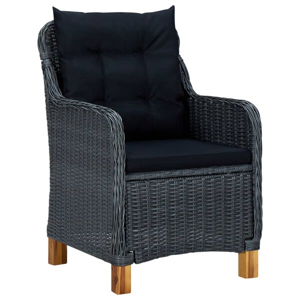 vidaXL Garden Chairs with Cushions 2 pcs Poly Rattan Dark Grey