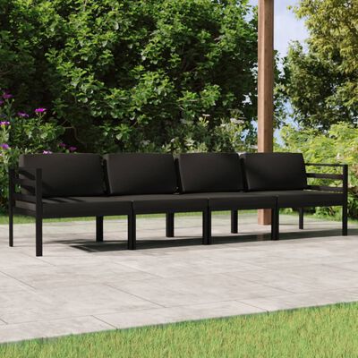 vidaXL 4 Piece Garden Lounge Set with Cushions Aluminium Anthracite