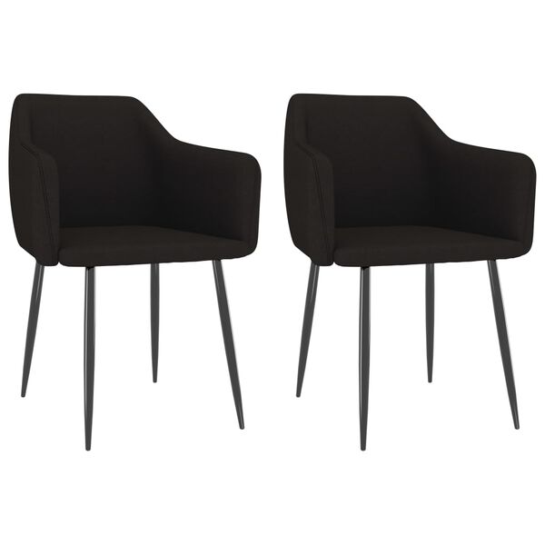 vidaXL Dining Chairs 2 pcs Black Fabric