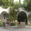 vidaXL 3 Piece Outdoor Dining Set with Cushions Poly Rattan Black and Grey