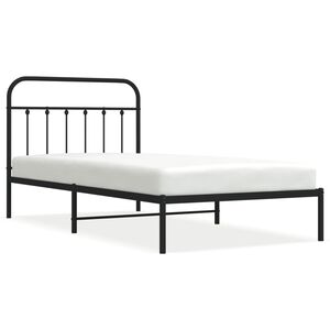 vidaXL Metal Bed Frame without Mattress with Headboard Black 107x203cm