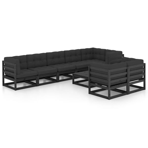 vidaXL 9 Piece Garden Lounge Set with Cushions Solid Pinewood