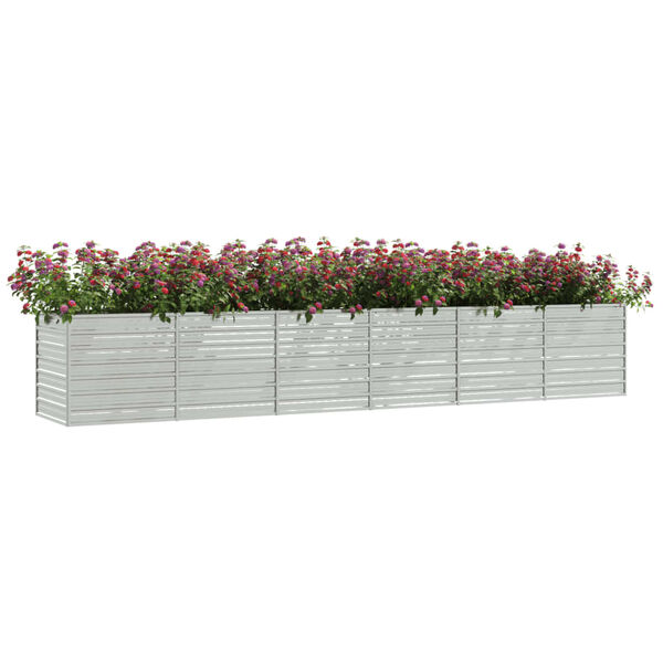 vidaXL Garden Raised Bed 480x80x77 cm Galvanized Steel Silver