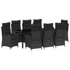 vidaXL Garden Dining Set with Cushion 9 pcs Black Poly Rattan