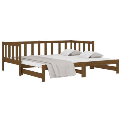 vidaXL Pull-out Day Bed Honey Brown 2x(90x190) cm Solid Wood Pine