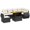 vidaXL 7 Piece Garden Sofa Set with Cushions Black Poly Rattan
