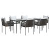 vidaXL 7 Piece Garden Dining Set with Cushions Poly Rattan and Steel