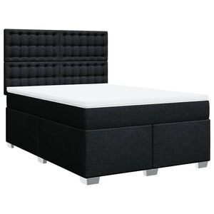 vidaXL Box Spring Bed with Mattress Black Double Fabric