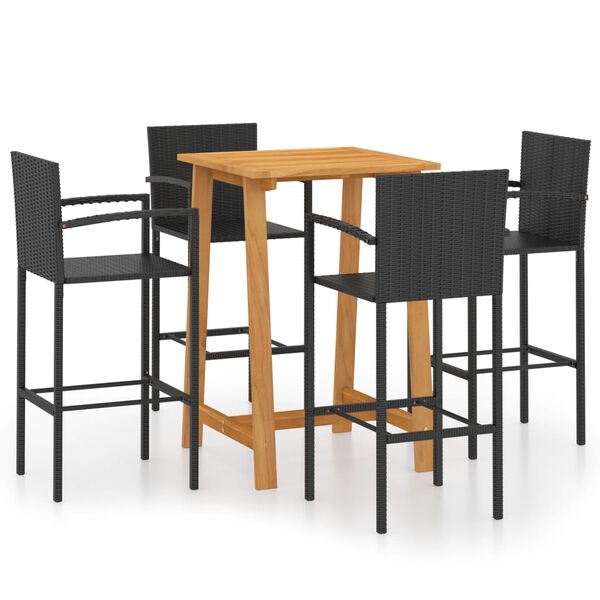 vidaXL 5 Piece Garden Bar Set Black