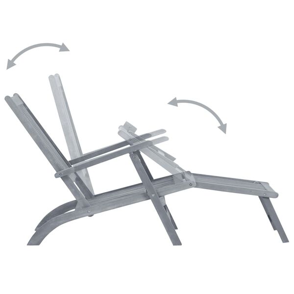 vidaXL Outdoor Deck Chair with Footrest and Cushion Solid Acacia Wood