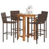 vidaXL 5 Piece Garden Bar Set Brown Solid Wood Acacia and Poly Rattan