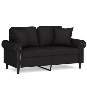 vidaXL 2-Seater Sofa with Throw Pillows Black 120 cm Velvet