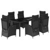 vidaXL 7 Piece Garden Dining Set with Cushions Black Poly Rattan