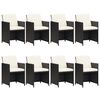 vidaXL 9 Piece Garden Dining Set with Cushions Poly Rattan Black