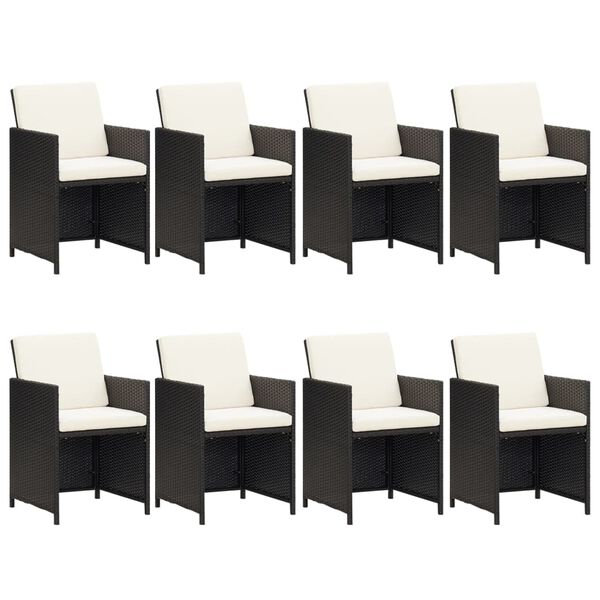 vidaXL 9 Piece Garden Dining Set with Cushions Poly Rattan Black