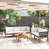 vidaXL 6 Piece Garden Lounge Set with Cushions Cream Wood Acacia&Rope