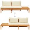 vidaXL Garden Bench with Table Cream White Cushions Solid Acacia Wood