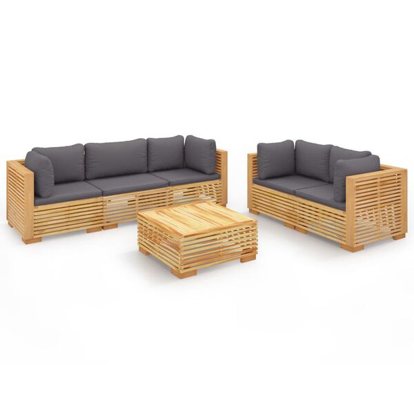 vidaXL 6 Piece Garden Lounge Set with Cushions Solid Wood Teak