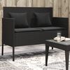 vidaXL Garden Bench with Cushions Black Poly Rattan