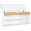 vidaXL Shoe Bench with Cushion White and Sonoma Oak 104x30x49 cm Engineered Wood