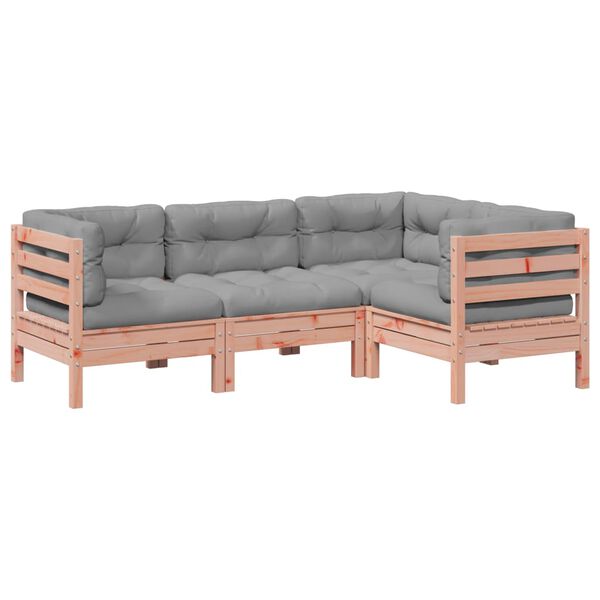 vidaXL 4 Piece Garden Sofa Set with Cushions Solid Wood Douglas Fir
