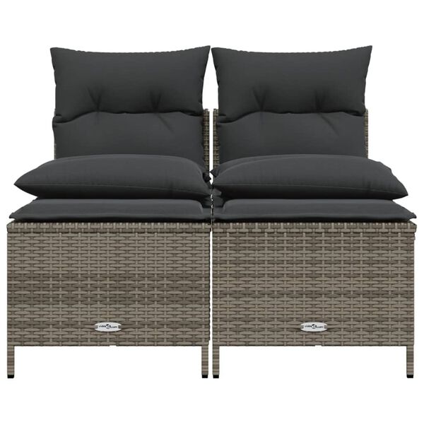 vidaXL 4 Piece Garden Sofa Set with Cushions Grey Poly Rattan