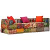 vidaXL 3-Seater Modular Pouffe Patchwork Fabric
