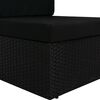 vidaXL Sectional Middle Sofa Poly Rattan Black