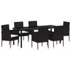 vidaXL Garden Dining Set 7 pcs Black Poly Rattan