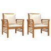 vidaXL Sofa Chairs with Cream White Cushions 2 pcs Solid Wood Acacia
