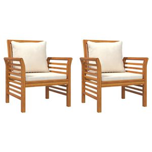 vidaXL Sofa Chairs with Cream White Cushions 2 pcs Solid Wood Acacia