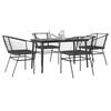vidaXL 5 Piece Garden Dining Set with Cushions Black Poly Rattan Glass