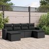 vidaXL 6 Piece Garden Sofa Set with Cushions Black Poly Rattan
