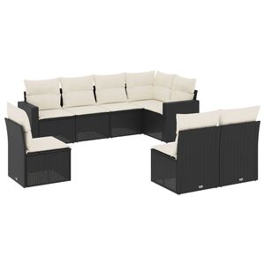 vidaXL 8 Piece Garden Sofa Set with Cushions Black Poly Rattan