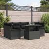vidaXL Garden Sofa Set with Cushion 7 pcs Black Poly Rattan