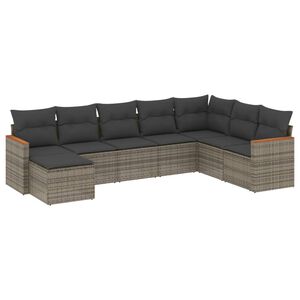 vidaXL 8 Piece Garden Sofa Set with Cushions Grey Poly Rattan
