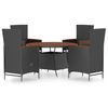 vidaXL 5 Piece Outdoor Dining Set with Cushions Poly Rattan Black