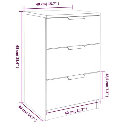 vidaXL Bedside Cabinets 2 pcs High Gloss White 40x36x65 cm