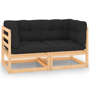 vidaXL Garden Corner Sofas with Cushions 2 pcs Solid Pinewood