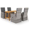 vidaXL 5 Piece Garden Dining Set Grey