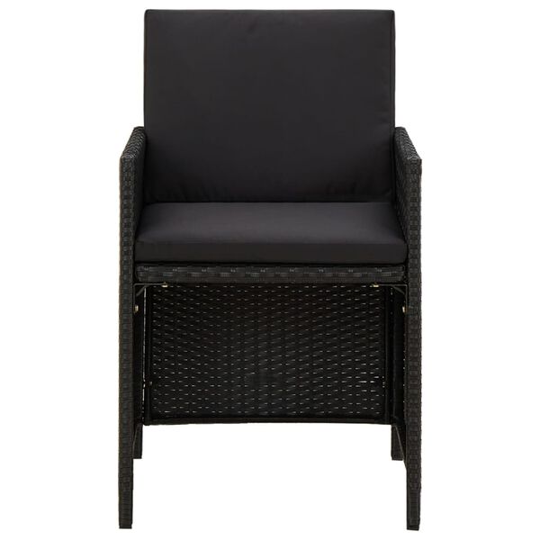 vidaXL Garden Chairs with Cushions 2 pcs Poly Rattan Black