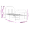 vidaXL Metal Bed Frame without Mattress with Footboard White 90x190cm