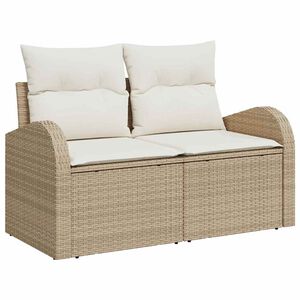 vidaXL Garden Sofa with Cushion Beige 124 x 62 x 69cm Poly Rattan