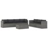 vidaXL 8 Piece Garden Lounge Set with Cushions Poly Rattan Grey