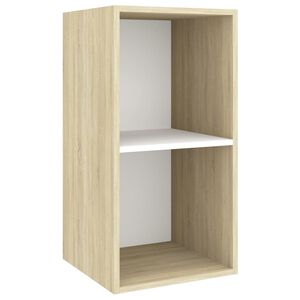 vidaXL Tv Cabinet | Sonoma Oak and White | Engineered Wood | Medium | Tv Cabinet