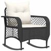 vidaXL Garden Rocking Chair with Cushions Black Poly Rattan