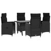 vidaXL Outdoor Dining Set 5 pcs Black Poly Rattan