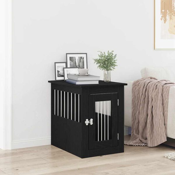 vidaXL Dog Crate Furniture Black Oak 45x62x59 cm Engineered Wood